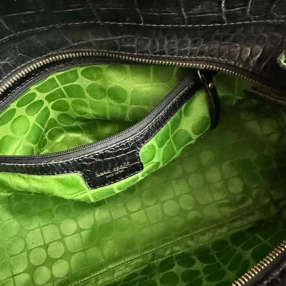 Kate Spade Black Embossed Leather Satchel